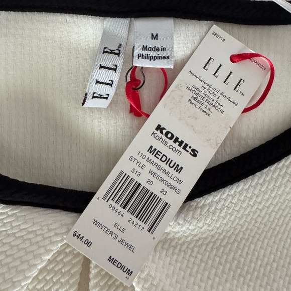 Elle Women’s White Peplum Blouse with Black Trim | Size Medium | NWT - Picture 6 of 6